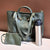 Big Size Olive Green Hand Bag & Wallet Set