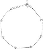 White CZ Stone 925 Sterling Silver Pretty Minimalist Chain link Bracelet in Beautiful Gift for Girlfriend,Daughter,Wife