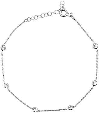 White CZ Stone 925 Sterling Silver Pretty Minimalist Chain link Bracelet in Beautiful Gift for Girlfriend,Daughter,Wife
