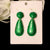 Glossy Green Tear Drop Earring