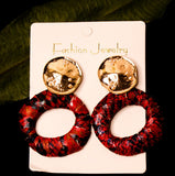 Red Leather Wrap Dangle Earring