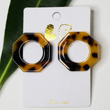 Octagon Panther Skin Earring