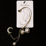 Bright Pearls With Moon Cuff Earring
