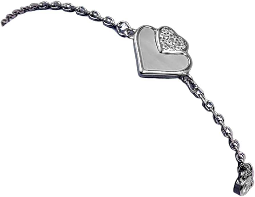 925 Sterling Silver Handmade Heart Chain Bracelet Minimalist Gift for lover Anniversary Gift For Her 925 Sterling Silver