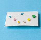 Multi Shape Colorful Stud Earring Set