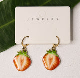 Fine Strawberry Slice Earring