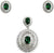 925 Sterling Silver Cubic Zirconia Round Circle Pendant Earring Set Classic Handmade Gift for Wedding Engagement-Green