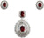 925 Sterling Silver Cubic Zirconia Round Circle Pendant Earring Set Classic Handmade Gift for Wedding Engagement-Red