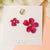 Velvet Pink Flower Petals Stud Earring