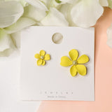 Lemon Yellow Flower Petals Stud Earring