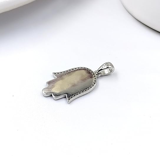 Hamsa Hand sign Pendant 925 Sterling Silver Pendant Heart Shape Pendant Handmade Jewellery