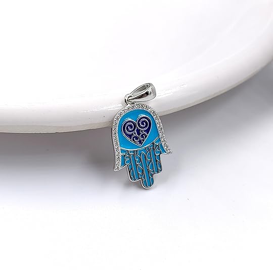 Hamsa Hand sign Pendant 925 Sterling Silver Pendant Heart Shape Pendant Handmade Jewelery