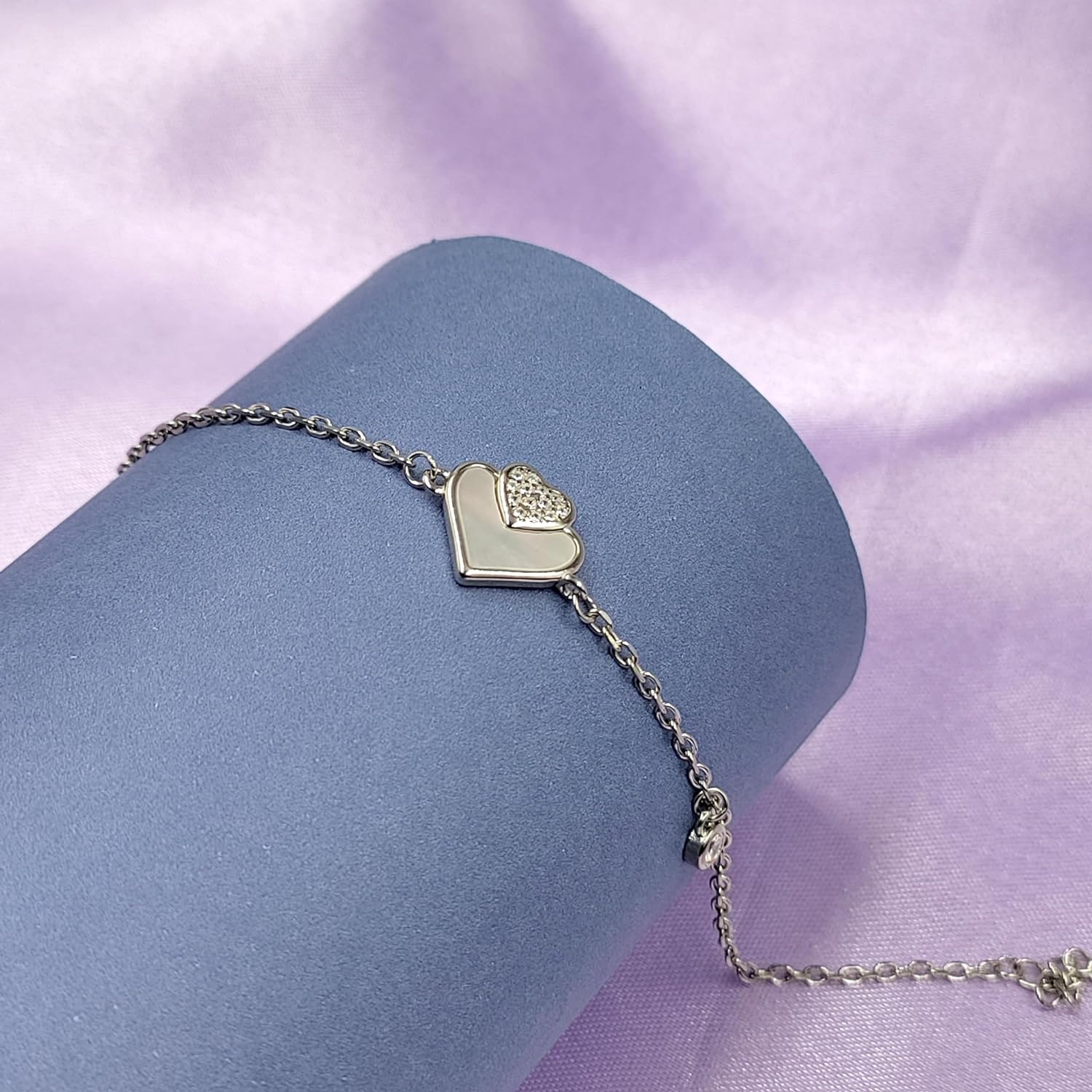 925 Sterling Silver Handmade Heart Chain Bracelet Minimalist Gift for lover Anniversary Gift For Her 925 Sterling Silver