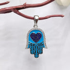 Hamsa Hand sign Pendant 925 Sterling Silver Pendant Heart Shape Pendant Handmade Jewelery