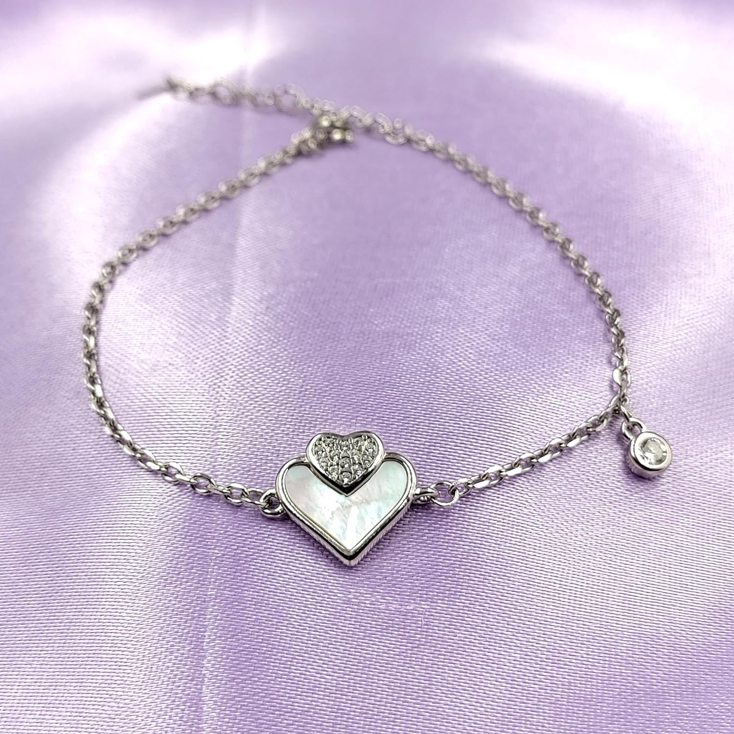 925 Sterling Silver Handmade Heart Chain Bracelet Minimalist Gift for lover Anniversary Gift For Her 925 Sterling Silver