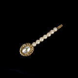 Sea Side Genuine Pearls With White Stone Hair Clip