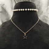 Pearls Row With Star Pendant Necklace