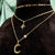 Vintage Half Moon & Star Pendant Multi Layer Necklace