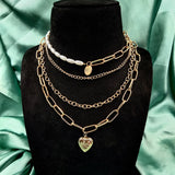 Fabulous Five Layer With Heart Box Pendant Necklace