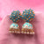 Shiny Golden With Colorful Stone Floral Face & Jhumka Enamel Earrings