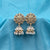 Pear Stone Flower Enamel Stone Jhumka Earrings