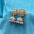 Pear Stone Flower Enamel Stone Jhumka Earrings