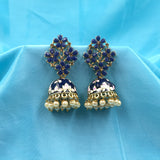 Multi Stones Flowers With Floral Jhumka Wedding Earrings