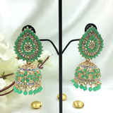 Floral Luxury Design Fine Stones Jhumka Engagement Earrings