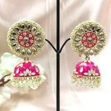 Floral Royal Flower With Sparkle Stones & Jhumka Earrings