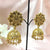 Geometric Glower Design Shiny Stones Jhumka Earrings