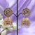 Mirrors Flower With Filigree Design Golden Jhumka Earrings