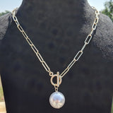 Wonderful Huge Pearl Oval Link Necklace