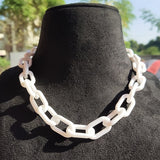 Soft White Oval Link Necklace