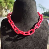 Hot Pink Oval Link Necklace