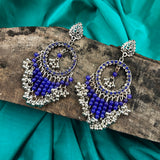 Vivid Blue Beads & Stone Earring