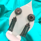 Flower Mirror Jhumka Chain Earring