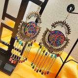 Long Chain Colorful Beads & Ghungroo Earring