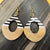 Solid Wooden Black & White Strips Earring