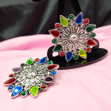 Huge Flower & Mirrors Stud Earring