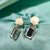 Fine White Rose Flower With Sparkle Stone Copper Earring