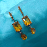 Pear, Emerald & Round Orange Stone Copper Earring