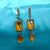 Pear, Emerald & Round Orange Stone Copper Earring
