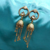 Antique Style Golden Solid Copper Jhumka Earring