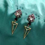 Multi Color & Shape Moissanite 3D Triangle Copper Earring