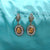 Art Deco Vintage Style Orange & White Stone Copper Earring