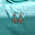 Art Deco Vintage Style Orange & White Stone Copper Earring