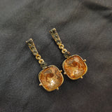 Orange & Black Stones Fine Drop-Dangle Earring