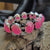 Oval Pink Gemstone With Black Beads Adjustable Bracelet