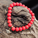 Lava Orange Round Beads Heart Adjustable Bracelet