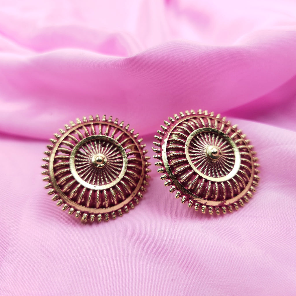 Round Mesh Design Gold Earring - Bawa Jewellers